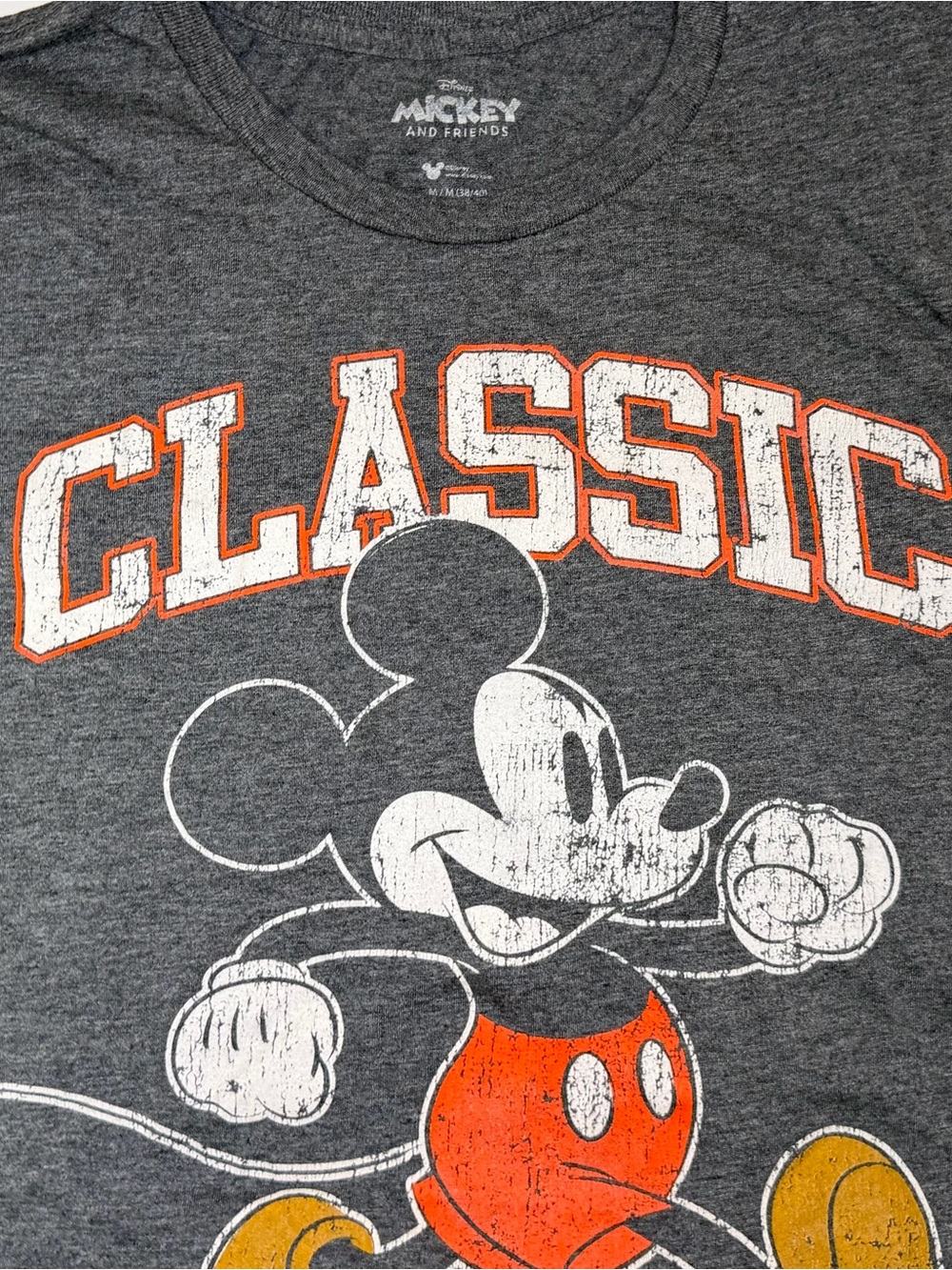 Disney Gray Classic Mickey Graphic Tee with Orange Accents